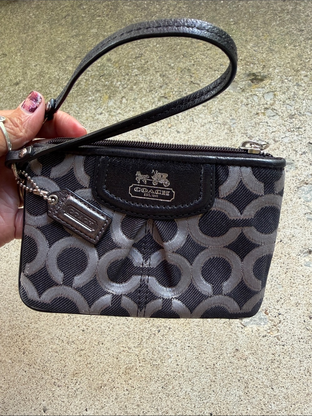 Coach Gray and Black Signature Wristlet